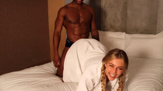 Beautiful white blonde with a nice body was enjoying this big black cock