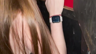 Petite redhead teen loves gloryhole bbc cum