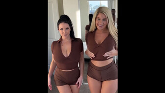 Lucky Bull with huge black cock and two busty hotties