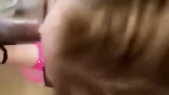 College hottie sucks Big Black Cock