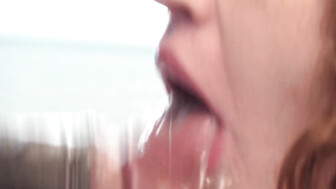 Thick ginger pussy hairs were all smeared with that creamy bbc cum