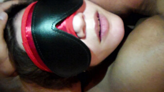 Real Hotwife moaning cumming blindfolded