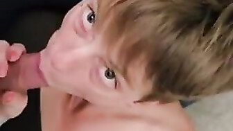 Nikki deepthroats with eye contact