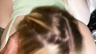 Blonde Size queen blows big black cock