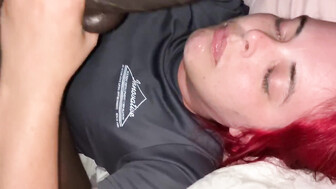 Redhead sucks that black dick