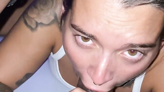 Pretty white girl eating Daddys huge black dick