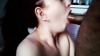 Hot redhead blows Big black dick