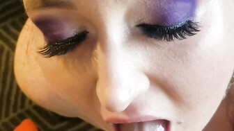 Real Cuckold Gf Takes a Load To The Face From Her Bull