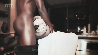 Fiery redhead fucks bbc in kitchen and cleans cum from the floor with tongue