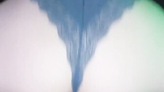 Reverse cowgirl rides his black cock