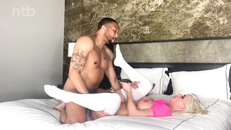 Hung black stud pleases cuckold white milf and stuffs her pussy with cum