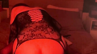 Petite snowbunny in lingerie rides Black cock