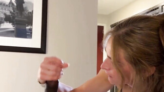 Sexy busty blonde gone wild with strong BBC guy