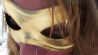 Hot blonde mask wearing milf giving me a nice blowjob at cheap motel!
