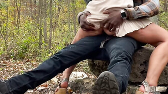 My beautiful wife fucks a black boyfriend in the woods