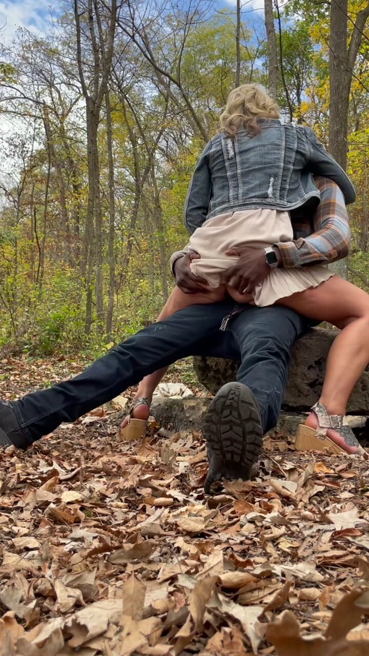 My beautiful wife fucks a black boyfriend in the woods