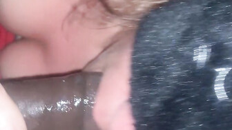 Hot blindfolded white wife loves sucking black dick