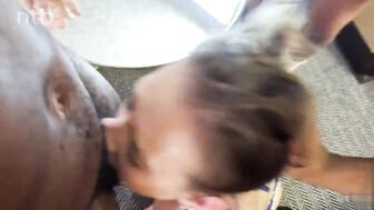 Two black guys were pleasuring this white slut