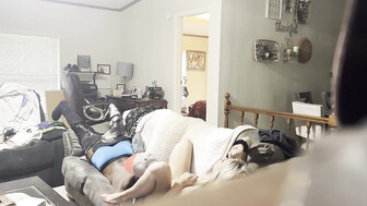 husband filming wife