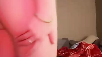 Sexy petite blonde hot wife spreading