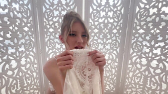 Pale skinned white babe got "married" to that enormous black dong