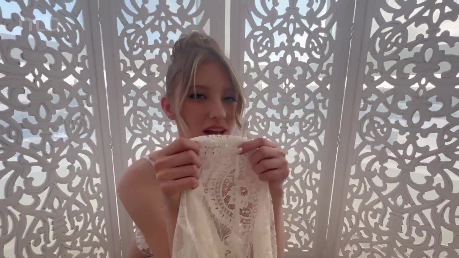 Pale skinned white babe got "married" to that enormous black dong