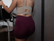 Hubby wanks his dick and cums while watching wife in action with bbc