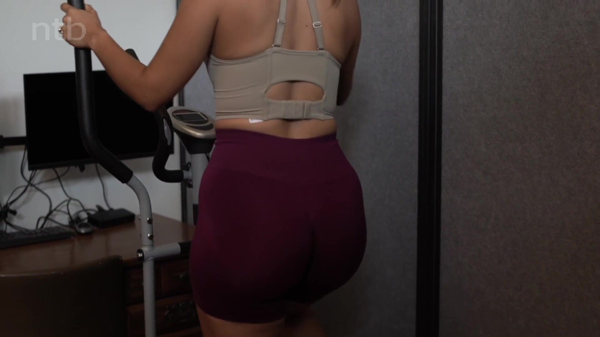 Hubby wanks his dick and cums while watching wife in action with bbc