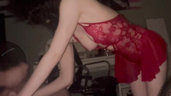 Ball busting cuck boyfriend in lingerie