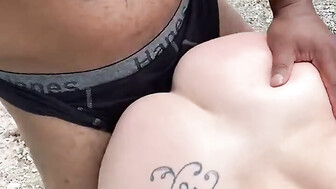 White big ass girl takes BBC outside