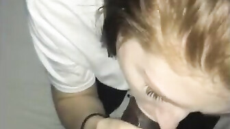 Redhead college girl sucks BBC for facial part 1