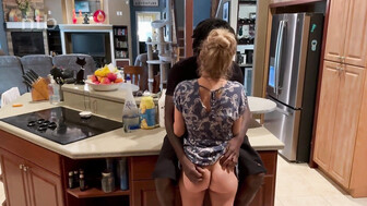 Mature milf sucks and fucks her visitor to her home
