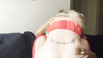 This blonde loves riding a black cock