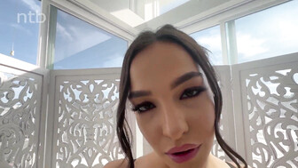 White cutie takes big bbc cumload in her mouth after deep pussy plowing
