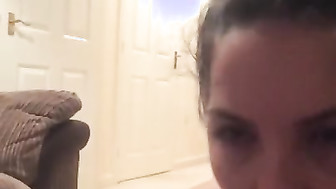 Bigtitted brunette sucks and rides big black cock