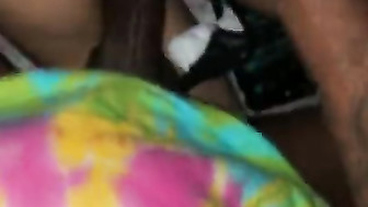 Asian girlfriend fucks strong black guy