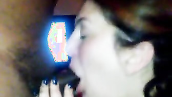 Busty wife blows BBC and takes cum