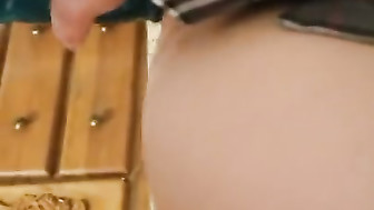 Wife in stockings and a black dildo