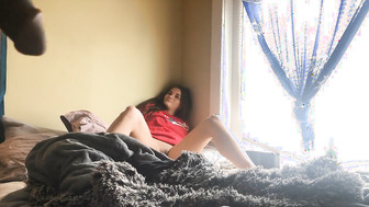 Hot white girl spreads her leg for Big Black Dick