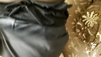 Russian slut wife having sex with lover while cuckold hubby at work