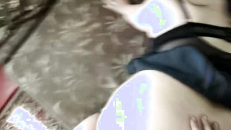 Russian slut wife having sex with lover while cuckold hubby at work