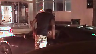 Sucking bbc in the street during heavy traffic