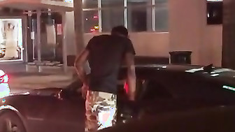 Sucking bbc in the street during heavy traffic