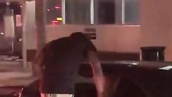 Sucking bbc in the street during heavy traffic