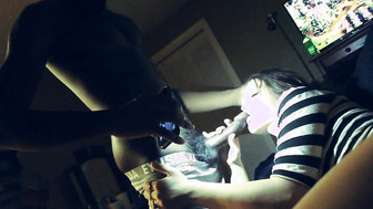 Black guy Fucks white girl in mouth and records on phone