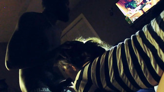 Black guy Fucks white girl in mouth and records on phone