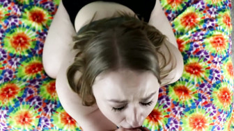 White girl takes cock deep in throat