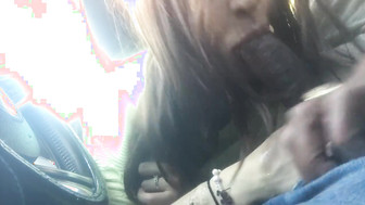 Sucking Big Black Cock in the car