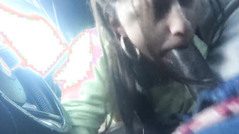 Sucking Big Black Cock in the car