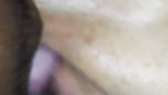 Licking her white pussy